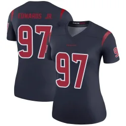 Houston Texans Women's Legend Navy Color Rush Jersey (97 Mario Edwards Jr.)