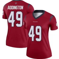 Houston Texans Women's Legend Red Jersey (49 Tucker Addington)