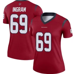 Houston Texans Women's Legend Red Jersey (69 Ed Ingram)
