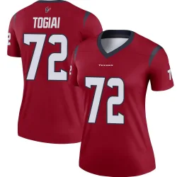 Houston Texans Women's Legend Red Jersey (72 Tommy Togiai)