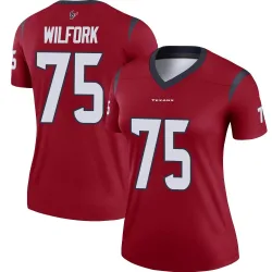 Houston Texans Women's Legend Red Jersey (75 Vince Wilfork)