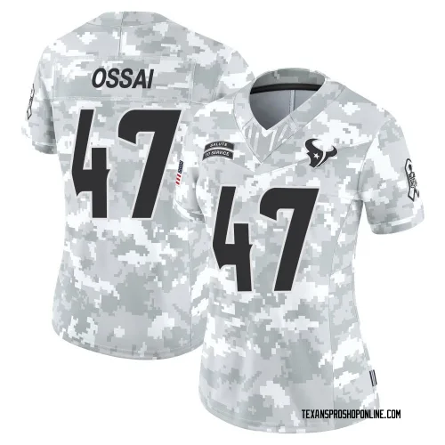 Houston Texans Women's Limited Arctic Camo 2024 Salute to Service Jersey (47 K.C. Ossai)