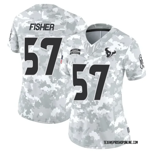 Houston Texans Women's Limited Arctic Camo 2024 Salute to Service Jersey (57 Blake Fisher)
