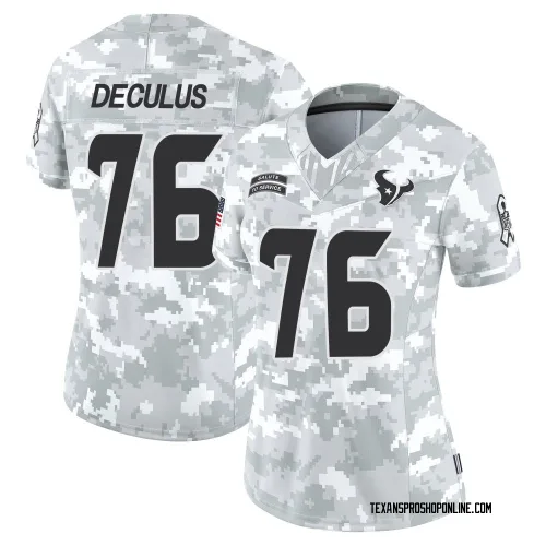 Houston Texans Women's Limited Arctic Camo 2024 Salute to Service Jersey (76 Austin Deculus)