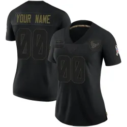 Houston Texans Women's Limited Black 2020 Salute To Service Jersey (00 Custom)