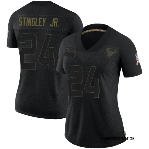 Houston Texans Women's Limited Black 2020 Salute To Service Jersey (24 Derek Stingley Jr.)