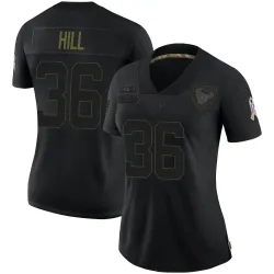 Houston Texans Women's Limited Black 2020 Salute To Service Jersey (36 Brandon Hill)
