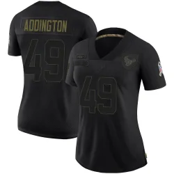Houston Texans Women's Limited Black 2020 Salute To Service Jersey (49 Tucker Addington)