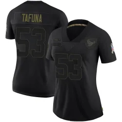 Houston Texans Women's Limited Black 2020 Salute To Service Jersey (53 Junior Tafuna)