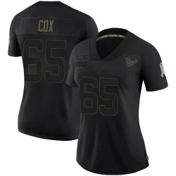Houston Texans Women's Limited Black 2020 Salute To Service Jersey (65 Eli Cox)