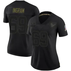 Houston Texans Women's Limited Black 2020 Salute To Service Jersey (69 Ed Ingram)
