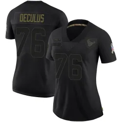 Houston Texans Women's Limited Black 2020 Salute To Service Jersey (76 Austin Deculus)
