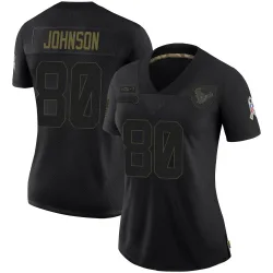 Houston Texans Women's Limited Black 2020 Salute To Service Jersey (80 Andre Johnson)