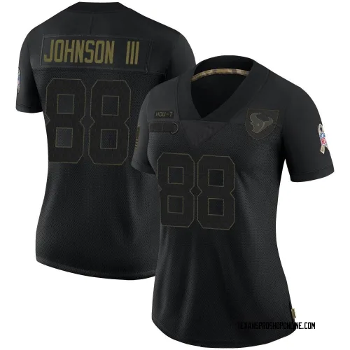 Houston Texans Women's Limited Black 2020 Salute To Service Jersey (88 Johnny Johnson III)