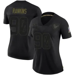 Houston Texans Women's Limited Black 2020 Salute To Service Jersey (90 Sheldon Rankins)