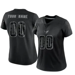 Houston Texans Women's Limited Black Reflective Jersey (00 Custom)
