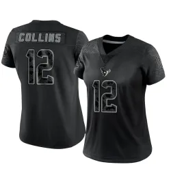 Houston Texans Women's Limited Black Reflective Jersey (12 Nico Collins)