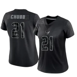 Houston Texans Women's Limited Black Reflective Jersey (21 Nick Chubb)