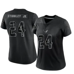 Houston Texans Women's Limited Black Reflective Jersey (24 Derek Stingley Jr.)