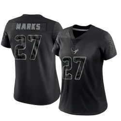 Houston Texans Women's Limited Black Reflective Jersey (27 Woody Marks)