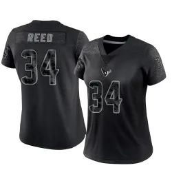 Houston Texans Women's Limited Black Reflective Jersey (34 Jaylen Reed)