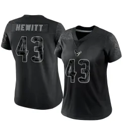 Houston Texans Women's Limited Black Reflective Jersey (43 Neville Hewitt)