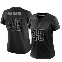 Houston Texans Women's Limited Black Reflective Jersey (48 Christian Harris)