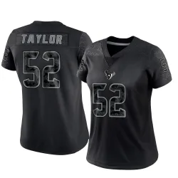 Houston Texans Women's Limited Black Reflective Jersey (52 Darrell Taylor)
