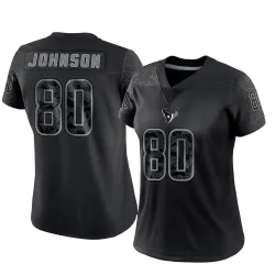 Houston Texans Women's Limited Black Reflective Jersey (80 Andre Johnson)