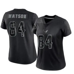 Houston Texans Women's Limited Black Reflective Jersey (84 Justin Watson)
