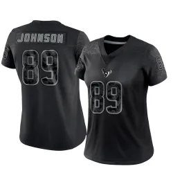 Houston Texans Women's Limited Black Reflective Jersey (89 Xavier Johnson)