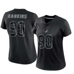 Houston Texans Women's Limited Black Reflective Jersey (90 Sheldon Rankins)