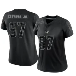 Houston Texans Women's Limited Black Reflective Jersey (97 Mario Edwards Jr.)
