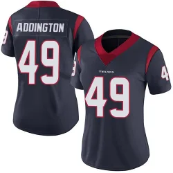 Houston Texans Women's Limited Navy Blue Team Color Vapor Untouchable Jersey (49 Tucker Addington)