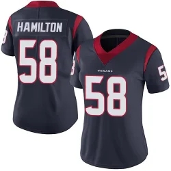 Houston Texans Women's Limited Navy Blue Team Color Vapor Untouchable Jersey (58 Kyonte Hamilton)