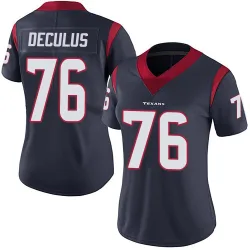 Houston Texans Women's Limited Navy Blue Team Color Vapor Untouchable Jersey (76 Austin Deculus)