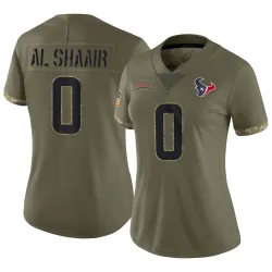 Houston Texans Women's Limited Olive 2022 Salute To Service Jersey (0 Azeez Al-Shaair)