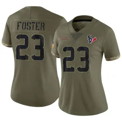 Houston Texans Women's Limited Olive 2022 Salute To Service Jersey (23 Arian Foster)
