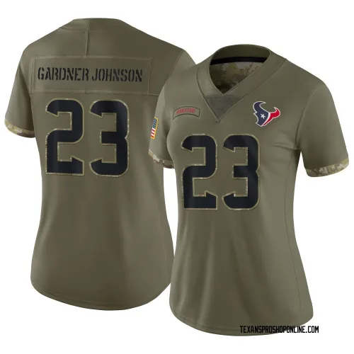 Houston Texans Women's Limited Olive 2022 Salute To Service Jersey (23 C.J. Gardner-Johnson)