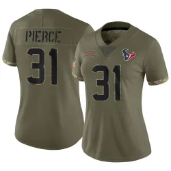 Houston Texans Women's Limited Olive 2022 Salute To Service Jersey (31 Dameon Pierce)