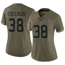 Houston Texans Women's Limited Olive 2022 Salute To Service Jersey (38 Keydrain Calligan)