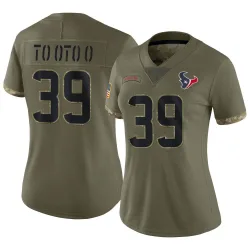 Houston Texans Women's Limited Olive 2022 Salute To Service Jersey (39 Henry To'oTo'o)