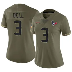 Houston Texans Women's Limited Olive 2022 Salute To Service Jersey (3 Tank Dell)