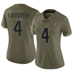 Houston Texans Women's Limited Olive 2022 Salute To Service Jersey (4 Kamari Lassiter)