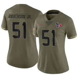 Houston Texans Women's Limited Olive 2022 Salute To Service Jersey (51 Will Anderson Jr.)