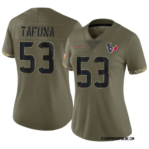 Houston Texans Women's Limited Olive 2022 Salute To Service Jersey (53 Junior Tafuna)
