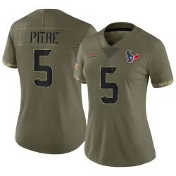 Houston Texans Women's Limited Olive 2022 Salute To Service Jersey (5 Jalen Pitre)