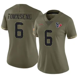 Houston Texans Women's Limited Olive 2022 Salute To Service Jersey (6 Tommy Townsend)