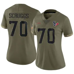 Houston Texans Women's Limited Olive 2022 Salute To Service Jersey (70 Juice Scruggs)