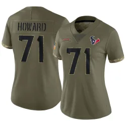 Houston Texans Women's Limited Olive 2022 Salute To Service Jersey (71 Tytus Howard)